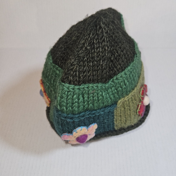 NEW Crochet Knit Felt Flowers stained glass windows beanie hat wool - Picture 4 of 14